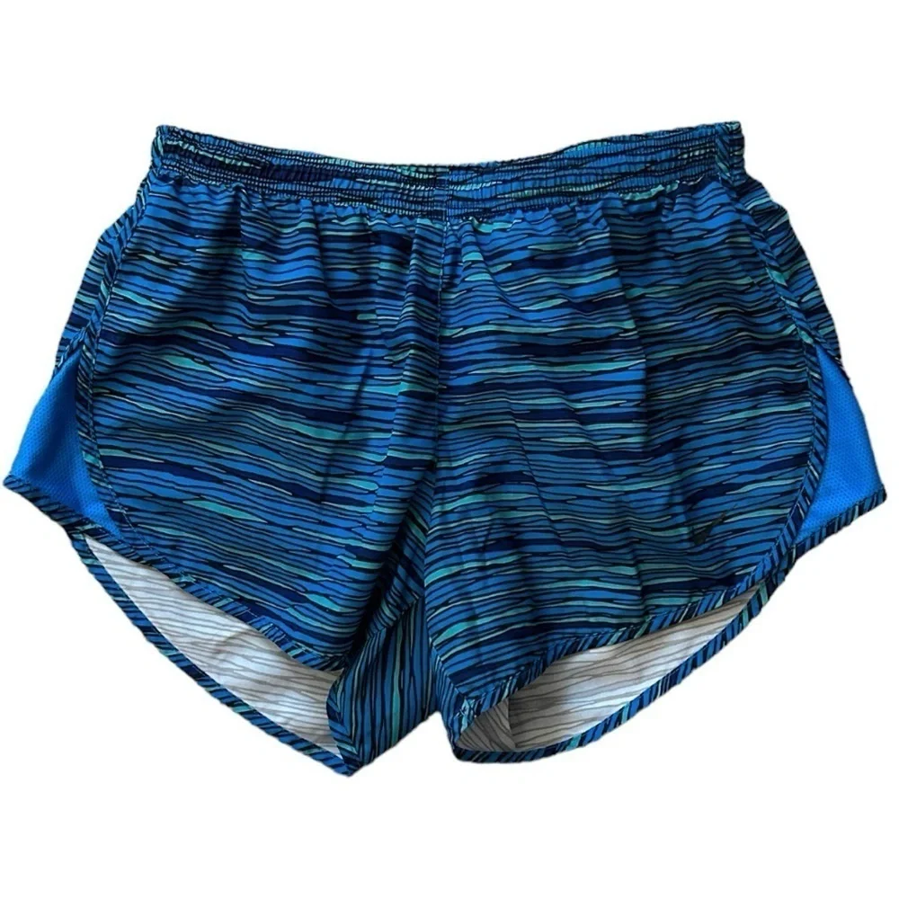 NIKE Dri Fit Equilibrium Modern Tempo Blue Heathered Stripes Running Shorts